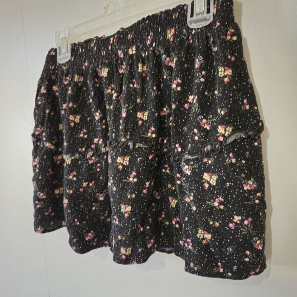 Forever 21 Black Dainty Micro Floral Smocked Waistband Skirt Youth L/ Women XS - Picture 2 of 8